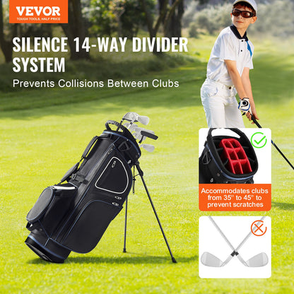 VEVOR Golf Cart Bag with 14 Way Organizer Divider Top, 35” 11 Pockets Premium Cart