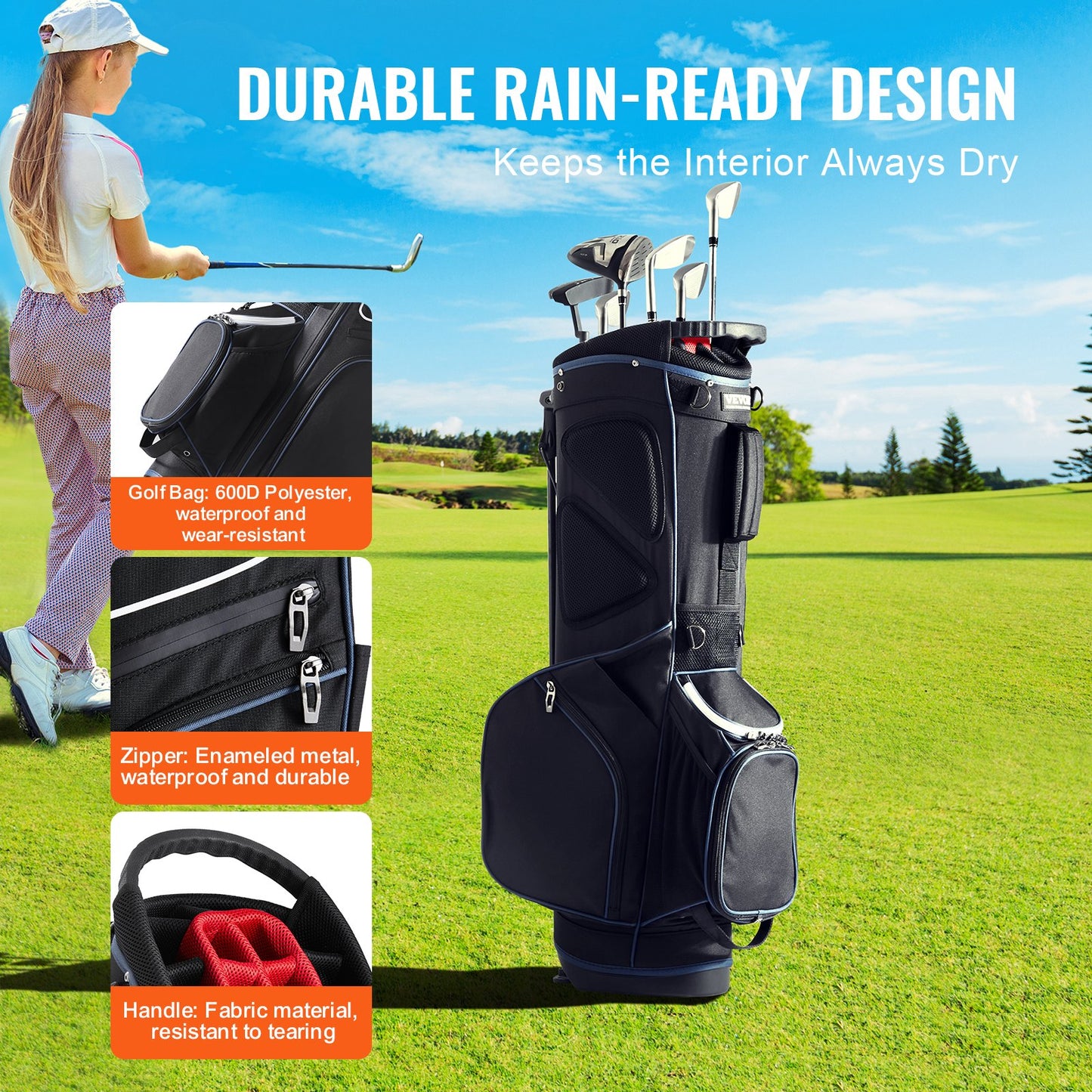 VEVOR Golf Cart Bag with 14 Way Organizer Divider Top, 35” 11 Pockets Premium Cart