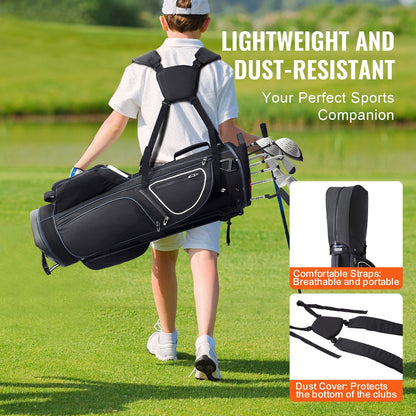 Premium Golf Cart Bag with 14-Way Divider, 0.89m, 11 Pockets, Black & White