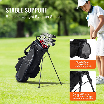 Premium Golf Cart Bag with 14-Way Divider, 0.89m, 11 Pockets, Black & White