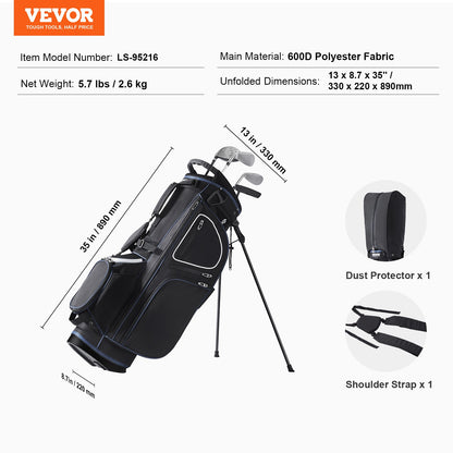 VEVOR Golf Cart Bag with 14 Way Organizer Divider Top, 35” 11 Pockets Premium Cart
