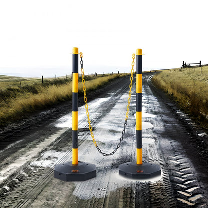 2PCs Traffic Delineator Post Cones with Fillable Base 8FT Chain Adjustable