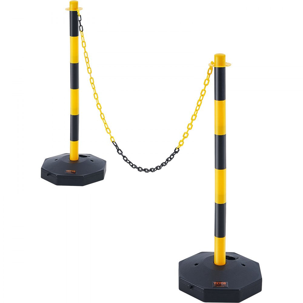 2PCs Traffic Delineator Post Cones with Fillable Base 8FT Chain Adjustable