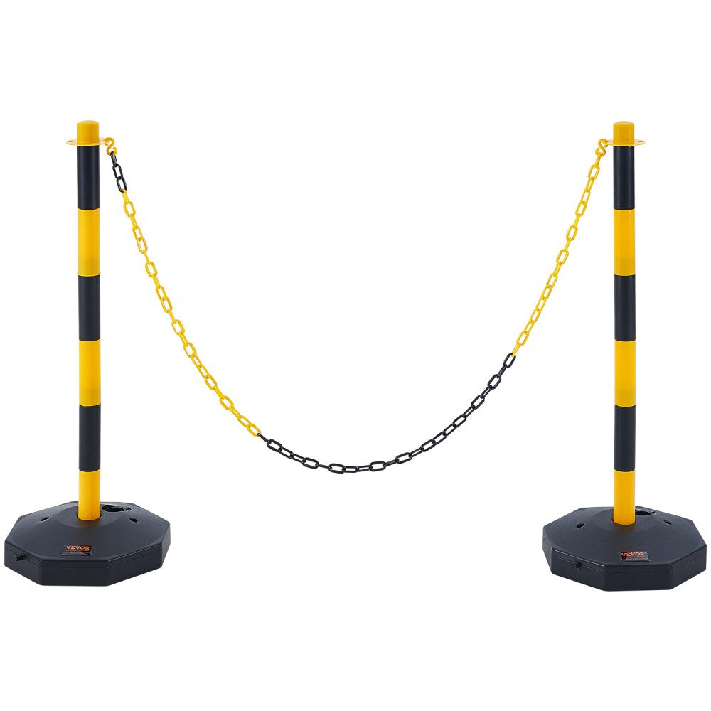 2PCs Traffic Delineator Post Cones with Fillable Base 8FT Chain Adjustable