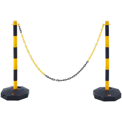2PCs Traffic Delineator Post Cones with Fillable Base 8FT Chain Adjustable