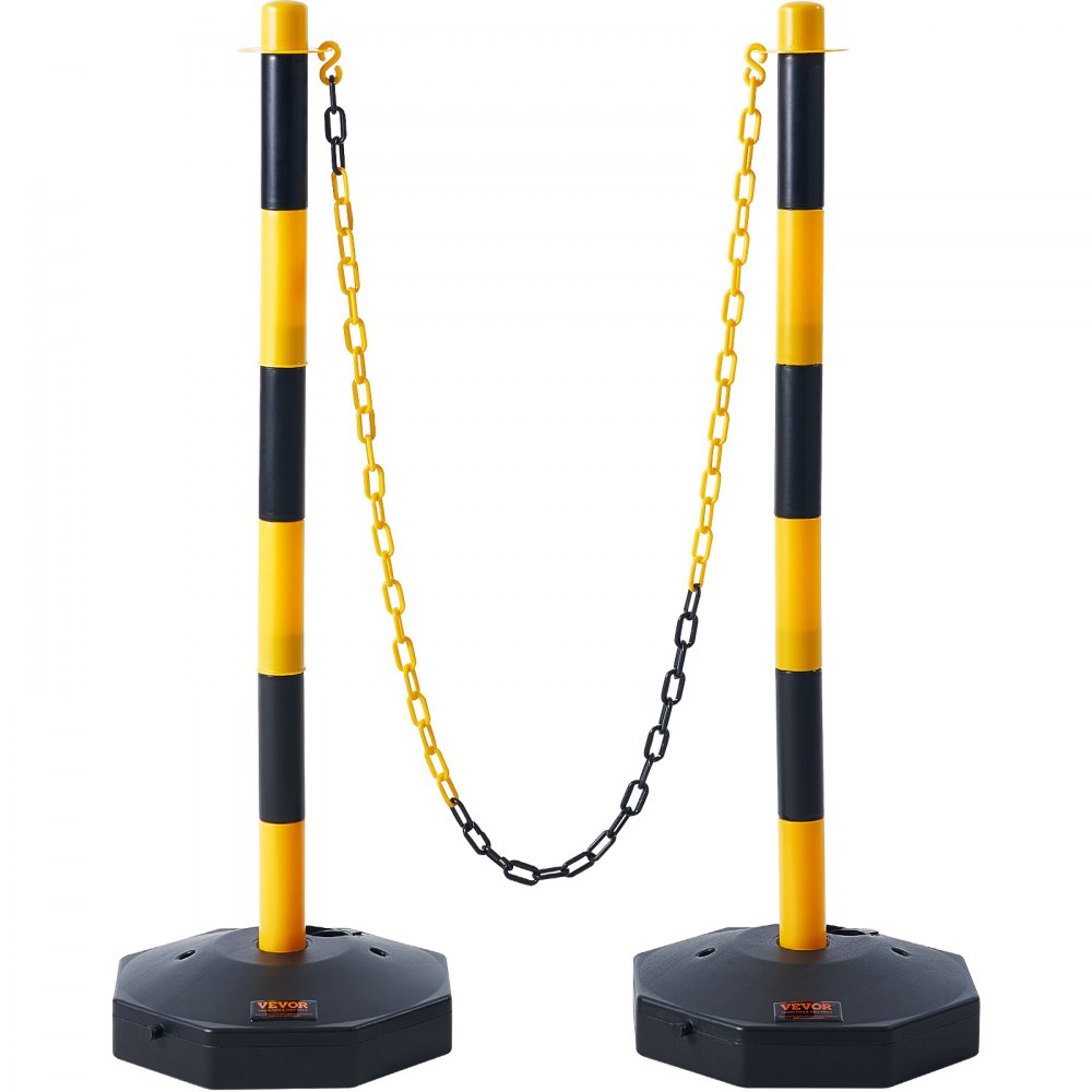 2PCs Traffic Delineator Post Cones with Fillable Base 8FT Chain Adjustable