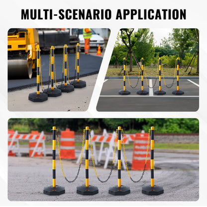 VEVOR 4PCs Traffic Delineator Post Cones with Fillable Base 8FT Chain Adjustable