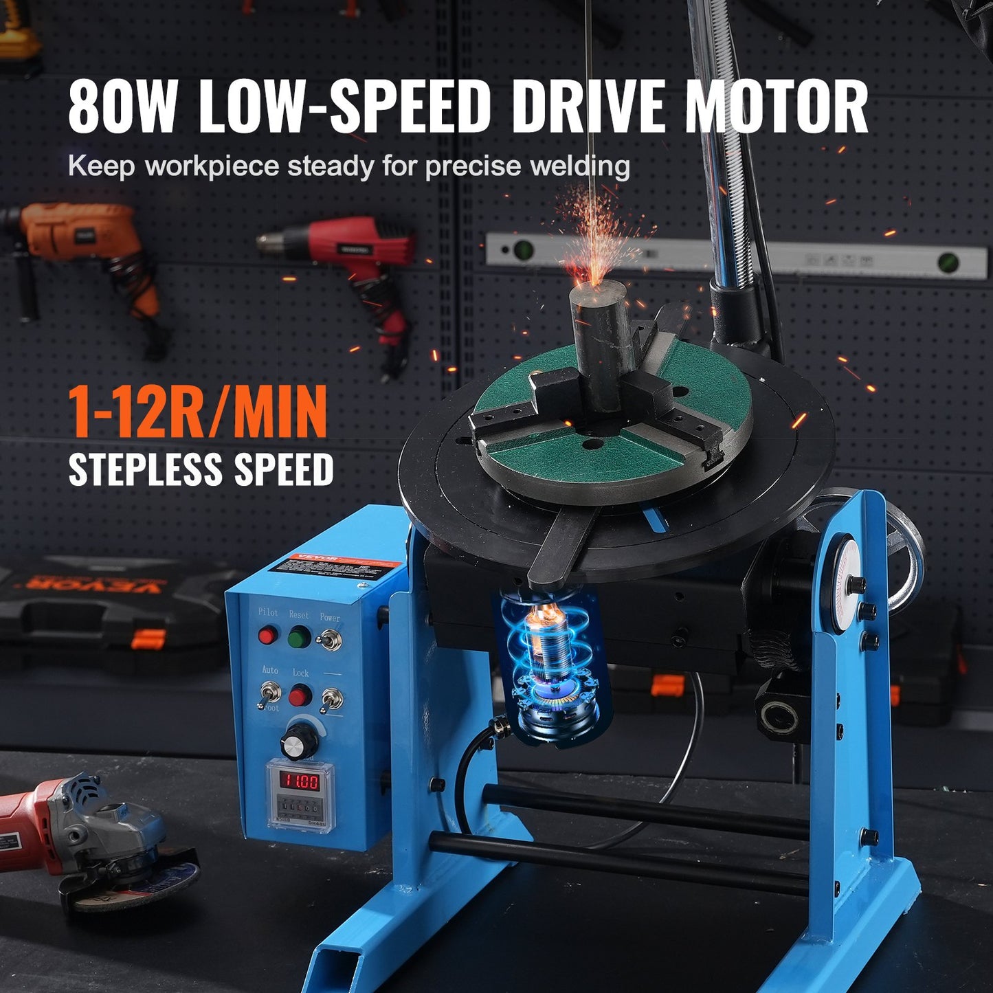VEVOR Rotary Welding Positioner 30KG, 0-90° Welding Positioning Turntable Table