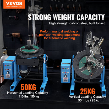 VEVOR Rotary Welding Positioner 50KG, 0-90° Welding Positioning Turntable Table