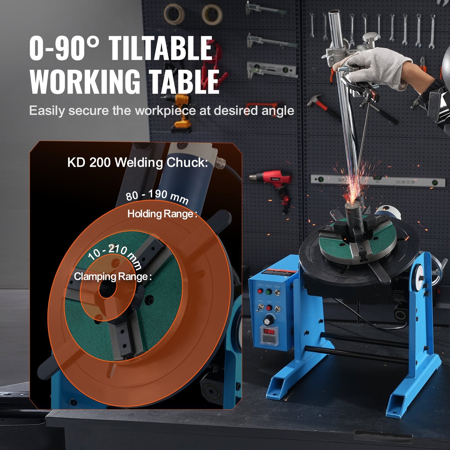 VEVOR Rotary Welding Positioner 50KG, 0-90° Welding Positioning Turntable Table
