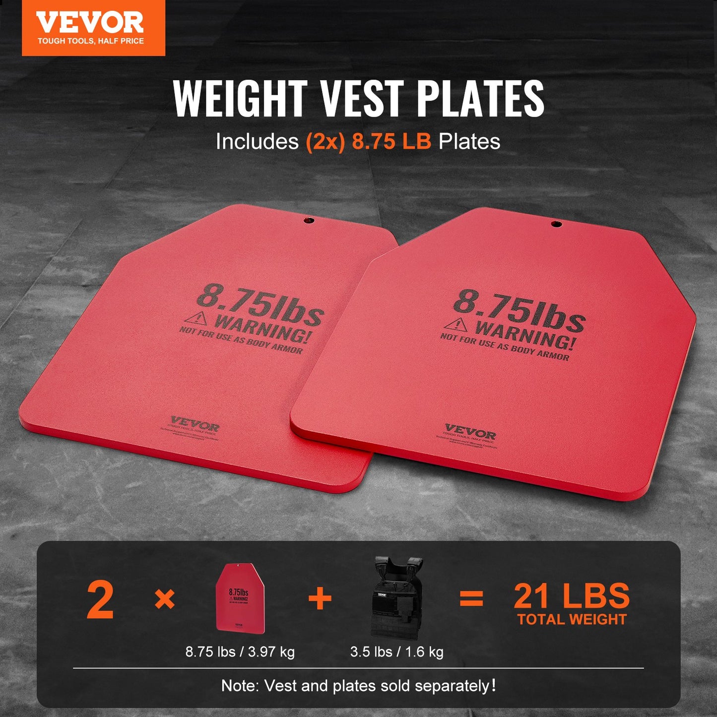 Weight Vest Plates, 4 KG Pairs, Premium Steel Weighted plates, Contoured Ergonomic Fit – WODs, Additional Weight for Weight Vests, for Strength Training, Running, Fitness, Heavy Workouts