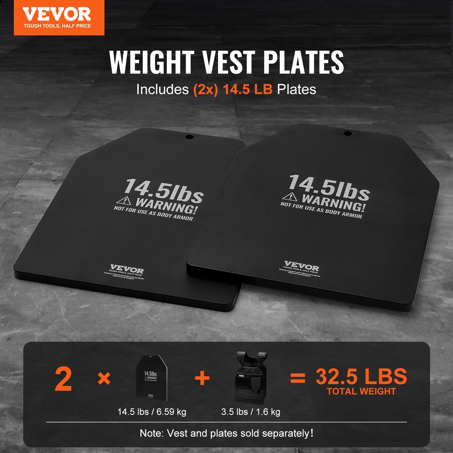 Weight Vest Plates, 6.6 KG Pairs, Premium Steel Weighted plates, Contoured Ergonomic Fit – WODs, Additional Weight for Weight Vests, for Strength Training, Running, Fitness, Heavy Workouts
