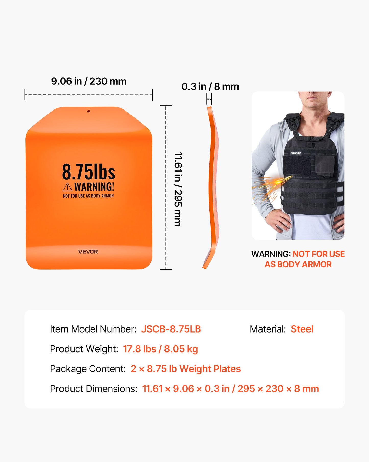 Curved Weight Vest Plates, 4 kg Pairs, Premium Steel Tactical Weighted Plates for Vest, Ergonomic Design, for Strength Endurance Training, Running, Jogging, Fitness, Heavy Workouts