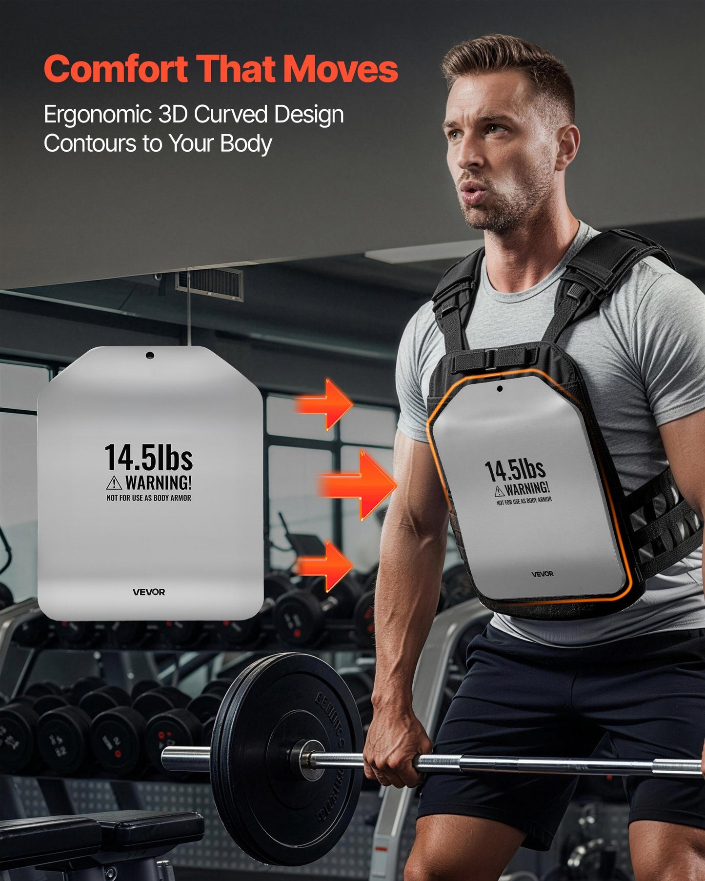 Curved Weight Vest Plates, 6.6 kg Pairs, Premium Steel Tactical Weighted Plates for Vest, Ergonomic Design, for Strength Endurance Training, Running, Jogging, Fitness, Heavy Workouts
