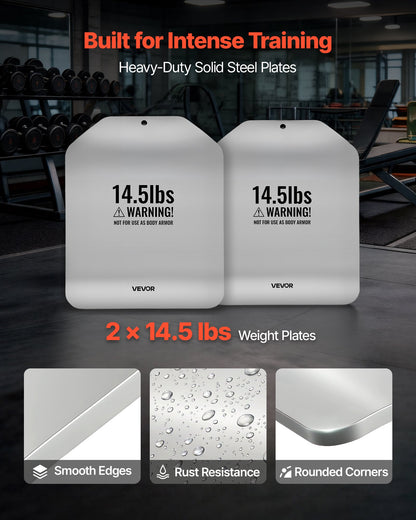 Curved Weight Vest Plates, 6.6 kg Pairs, Premium Steel Tactical Weighted Plates for Vest, Ergonomic Design, for Strength Endurance Training, Running, Jogging, Fitness, Heavy Workouts