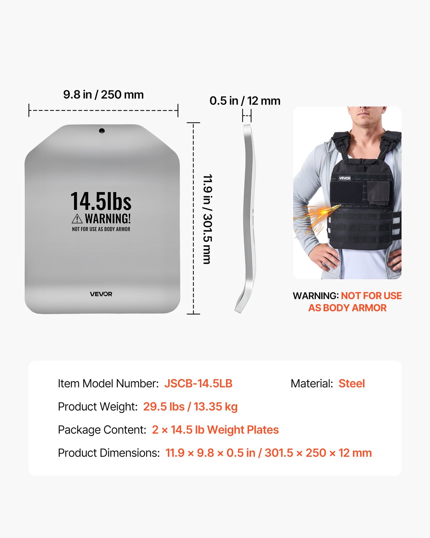 Curved Weight Vest Plates, 6.6 kg Pairs, Premium Steel Tactical Weighted Plates for Vest, Ergonomic Design, for Strength Endurance Training, Running, Jogging, Fitness, Heavy Workouts