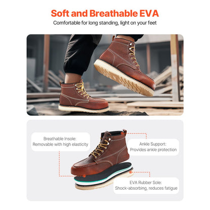 Steel Toe Work Boots AU Size 9.5 Waterproof Moc for Men Slip-Resistant