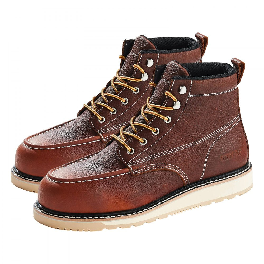 Steel Toe Work Boots, UK Size 11, Waterproof Moc Toe Work Boots for Men, Slip-Resistant Work Boot, Lightweight and Breat