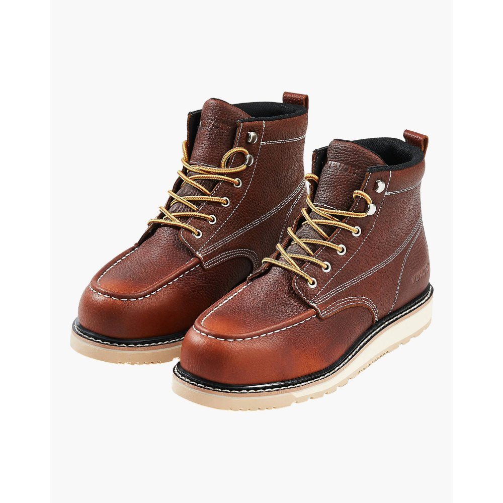 Steel Toe Work Boots, UK Size 10, Waterproof Moc Toe Work Boots for Men, Slip-Resistant Work Boot, Lightweight and Breat