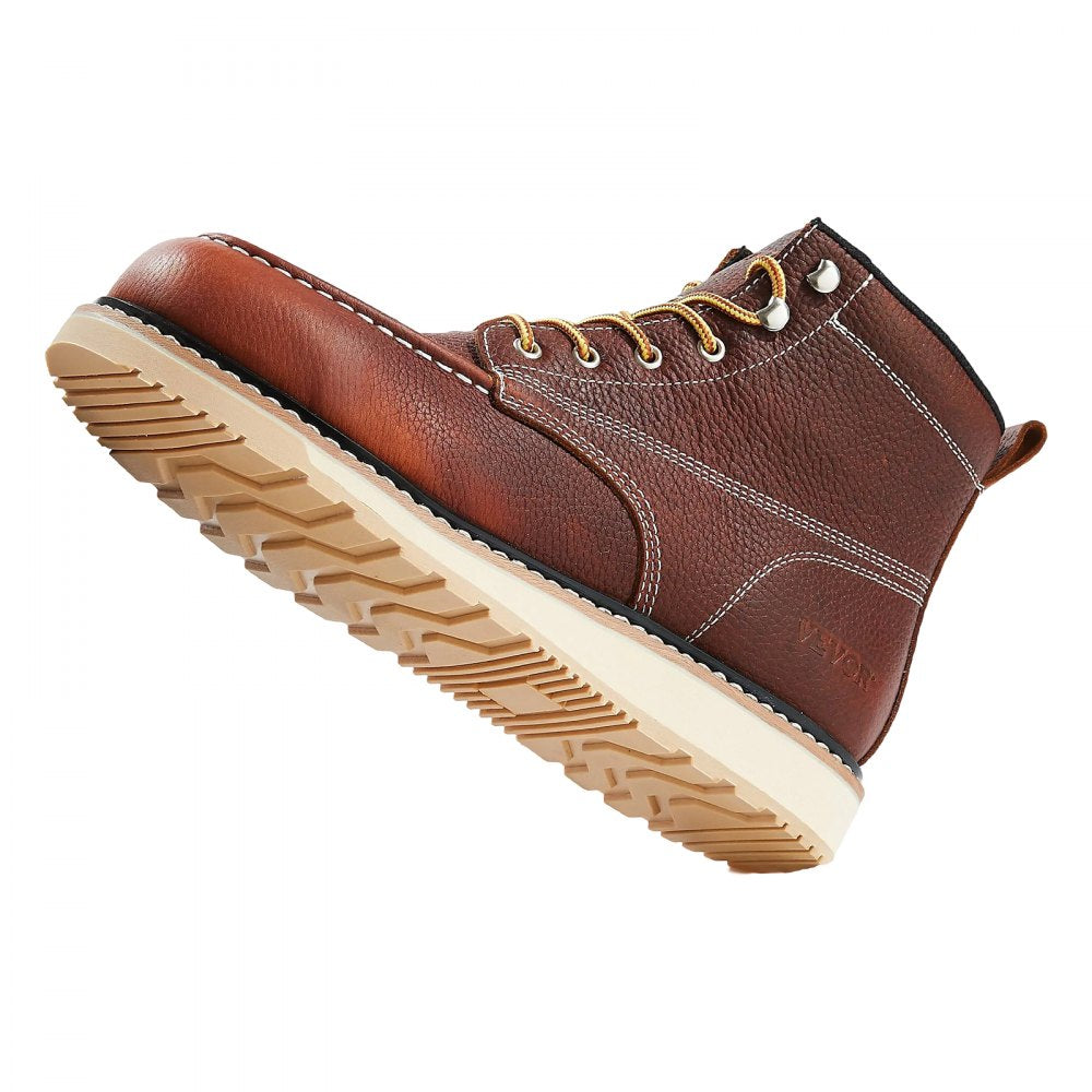 Steel Toe Work Boots, UK Size 10, Waterproof Moc Toe Work Boots for Men, Slip-Resistant Work Boot, Lightweight and Breat