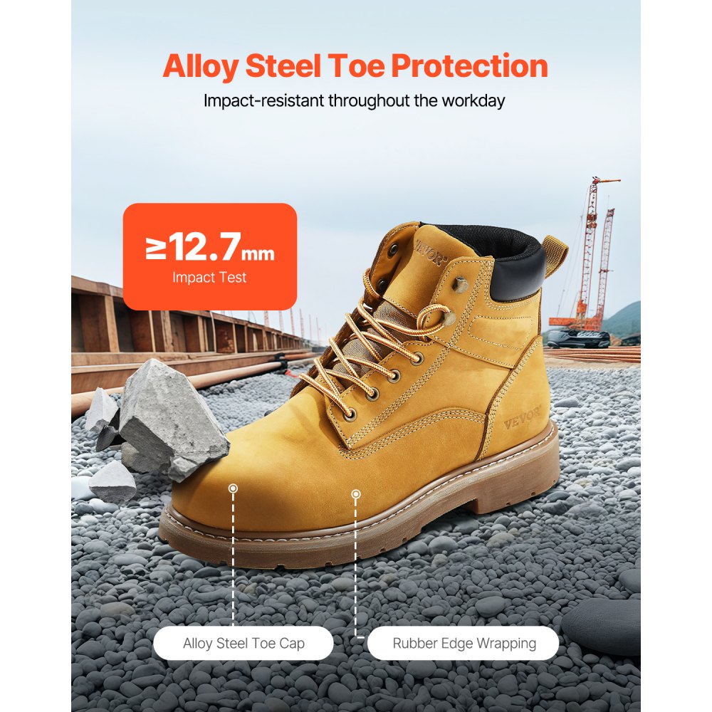 Steel Toe Work Boots, UK Size 12, Waterproof Work Boots for Men, Slip-Resistant Work Boot, Lightweight and Breathable Ru