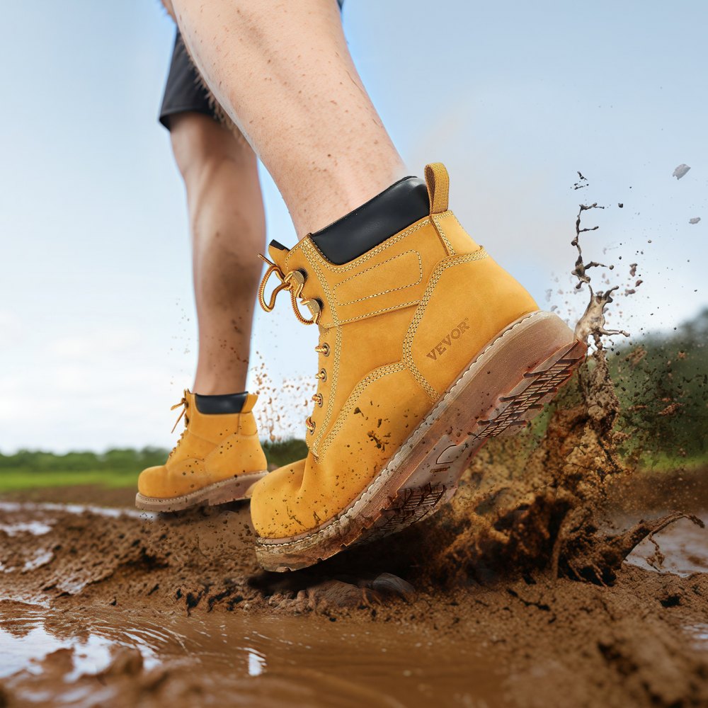 Steel Toe Work Boots, UK Size 12, Waterproof Work Boots for Men, Slip-Resistant Work Boot, Lightweight and Breathable Ru