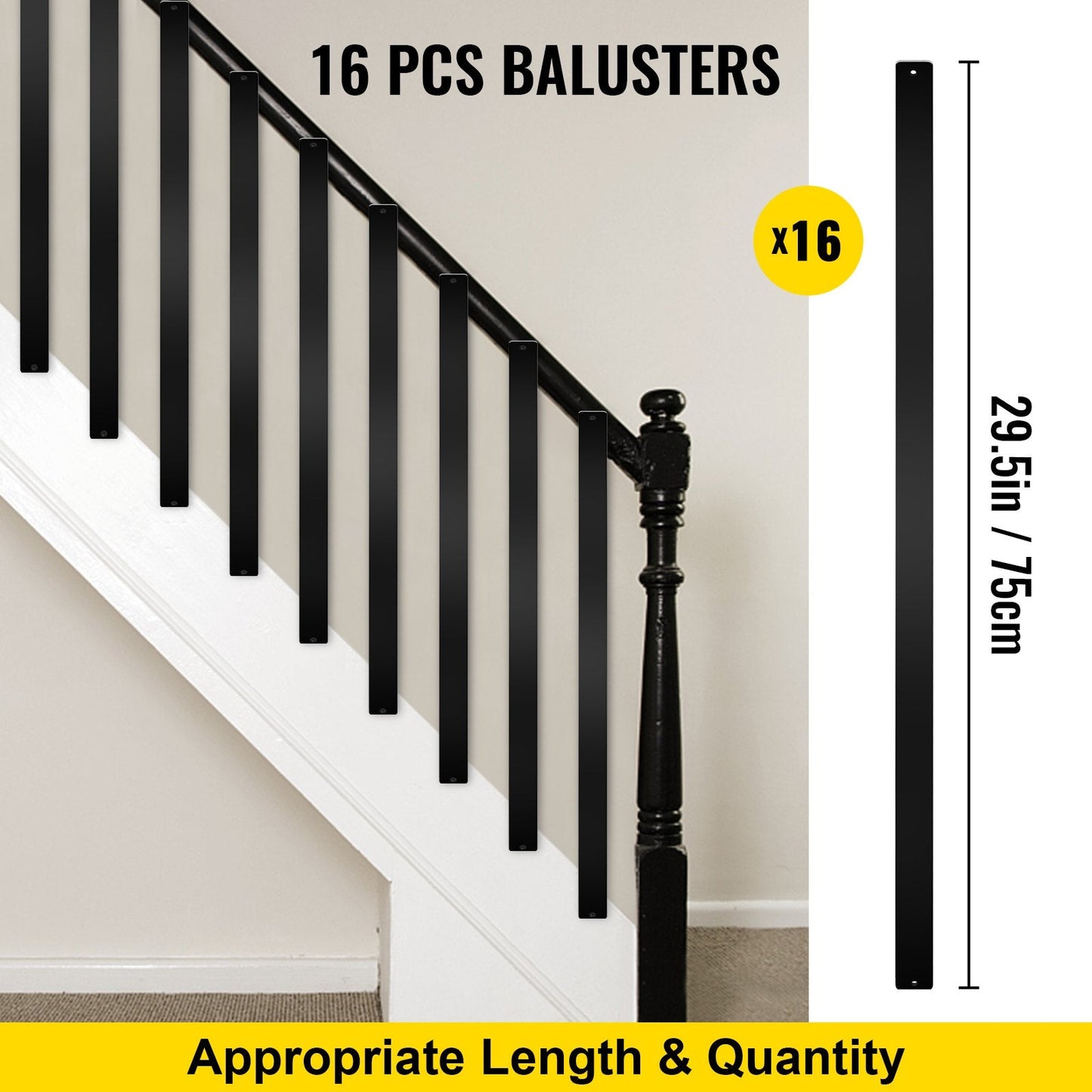 16 Pack Aluminum Alloy Deck Spindles, 75 x 2.5 cm, with Screws for Outdoor Use