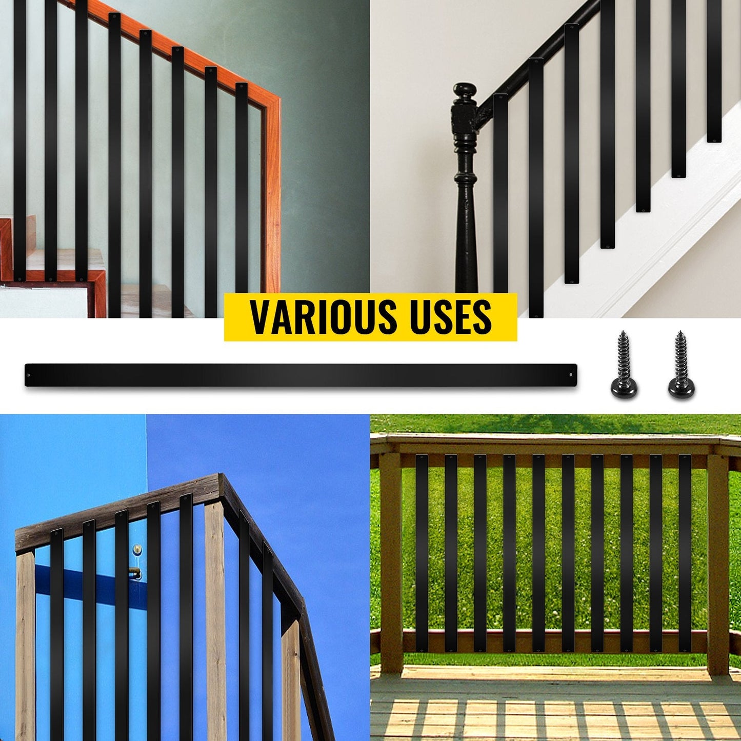 16 Pack Aluminum Alloy Deck Spindles, 75 x 2.5 cm, with Screws for Outdoor Use
