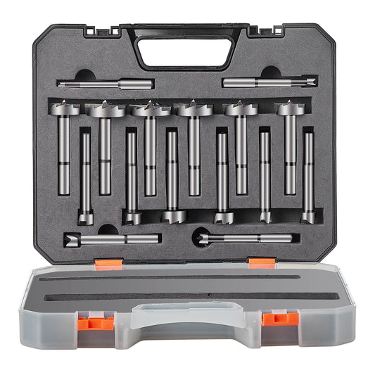VEVOR Forstner Bit Set, 16 Pcs Forstner Drill Bits Set, 1/4" to 1-5/8", Carbon Steel,