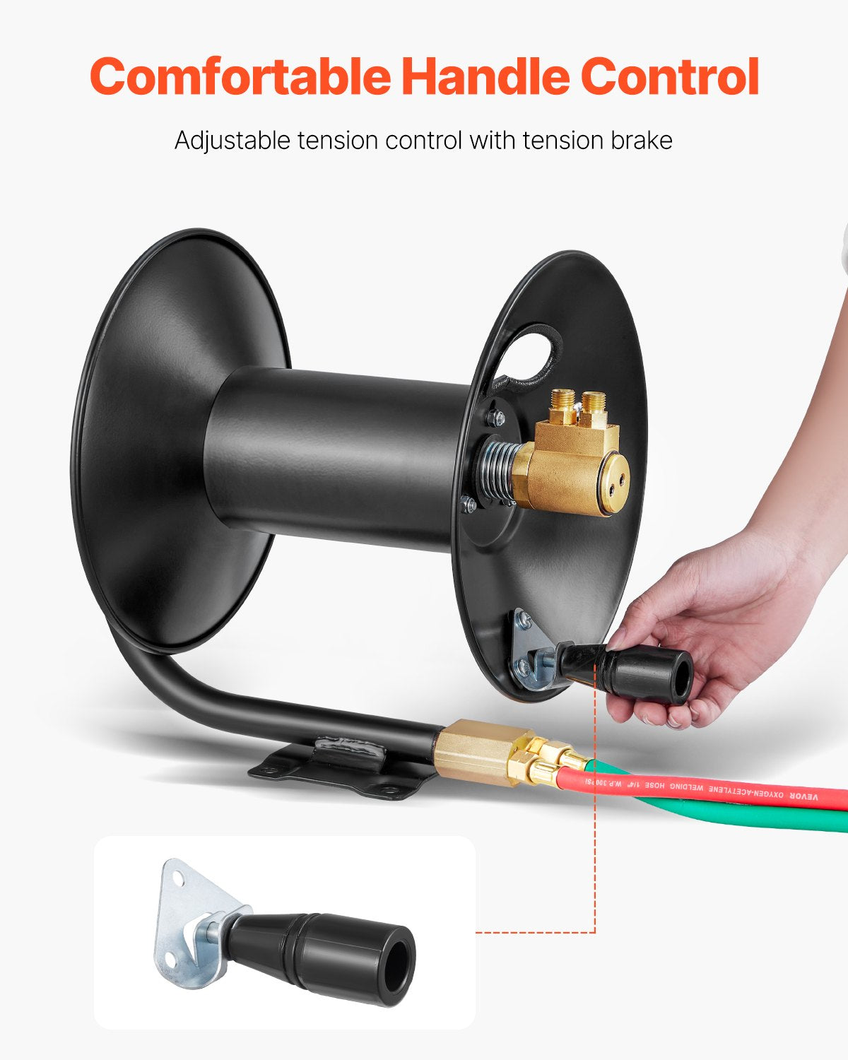 Welding Hose Reel Hand Crank Rewind Hose Reel Heavy Duty Steel for Workshops