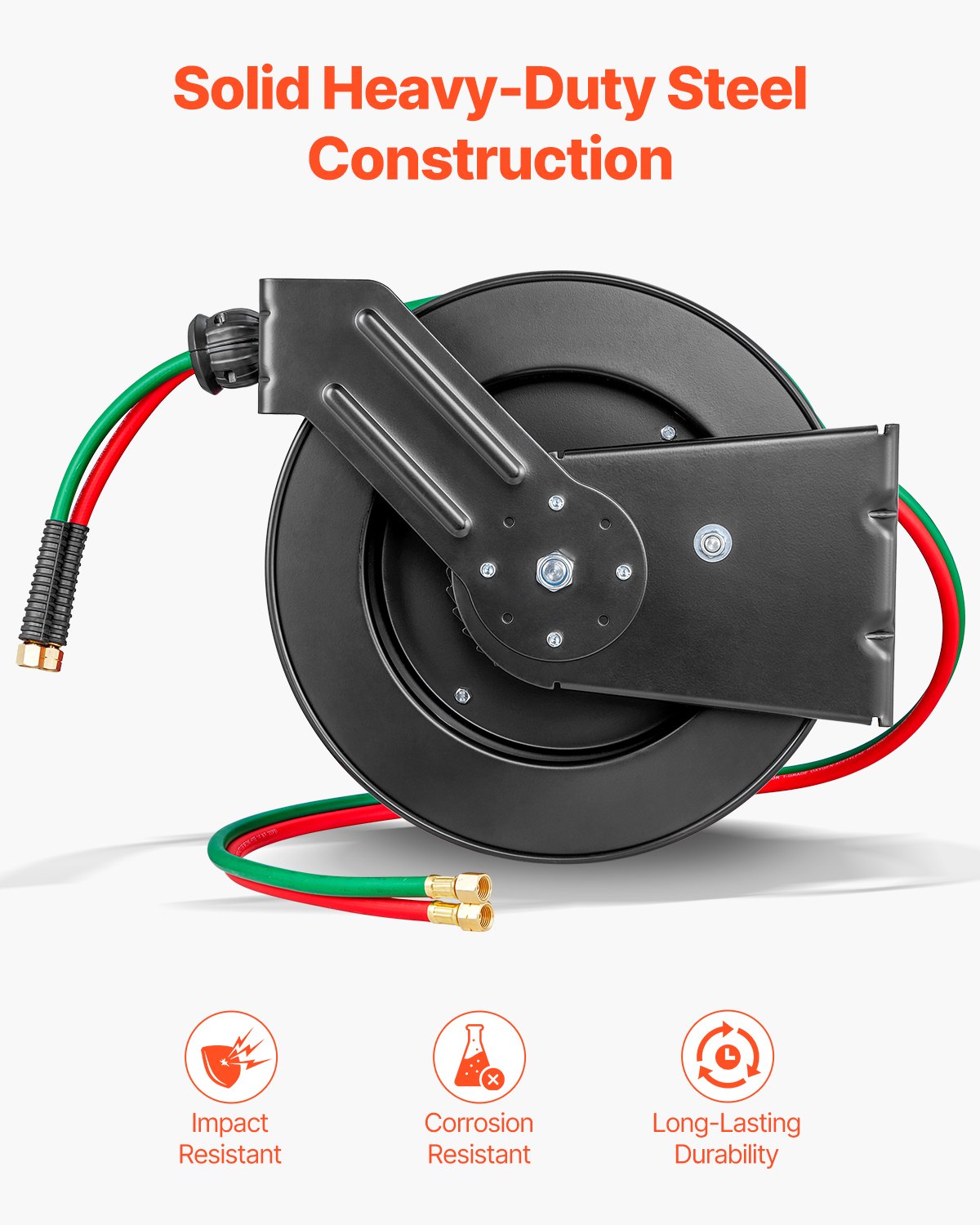 Retractable Welding Hose Reel 1/4 in x 50FT Oxygen Acetylene Rubber Hose T Grade