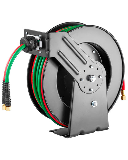 Retractable Welding Hose Reel 1/4 in x 50FT Oxygen Acetylene Rubber Hose T Grade