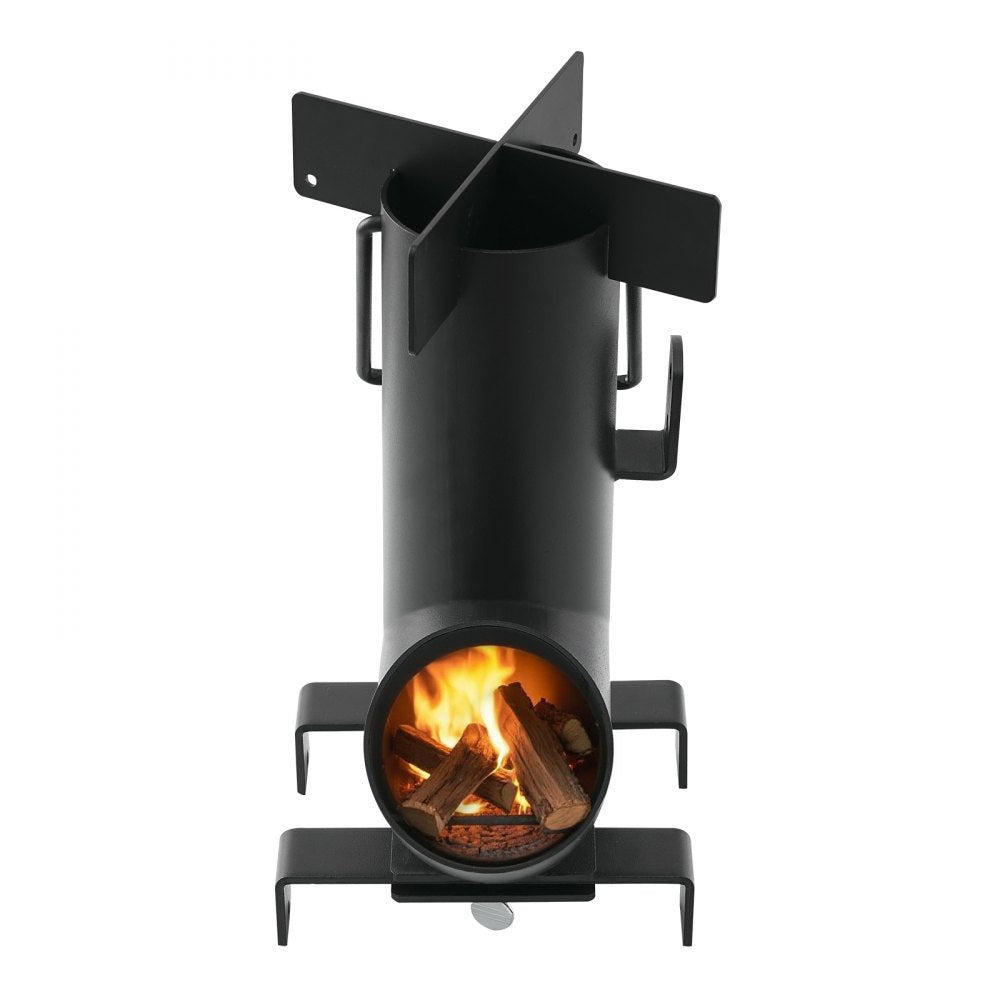 Camping Rocket Stove Wood Burning Portable Rocket Stove Carbon Steel Black