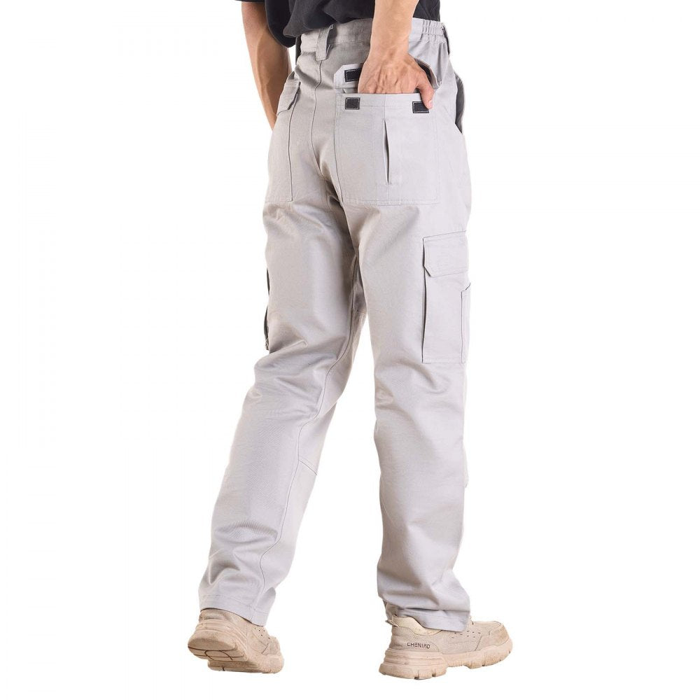 FR Pants for Men Flame-Resistant Cargo Pants Multi-Pockets L Size Gray