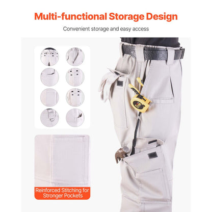 FR Pants for Men Flame-Resistant Cargo Pants Multi-Pockets M Size Gray