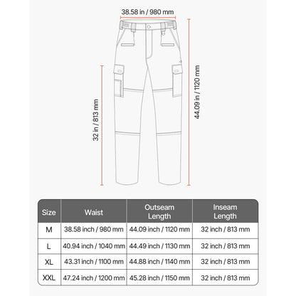 FR Pants for Men Flame-Resistant Cargo Pants Multi-Pockets M Size Black