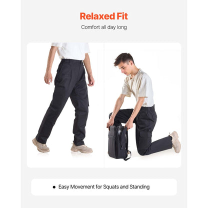 FR Pants for Men Flame-Resistant Cargo Pants Multi-Pockets XL Size Black