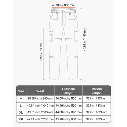 FR Pants for Men Flame-Resistant Cargo Pants Multi-Pockets XL Size Black