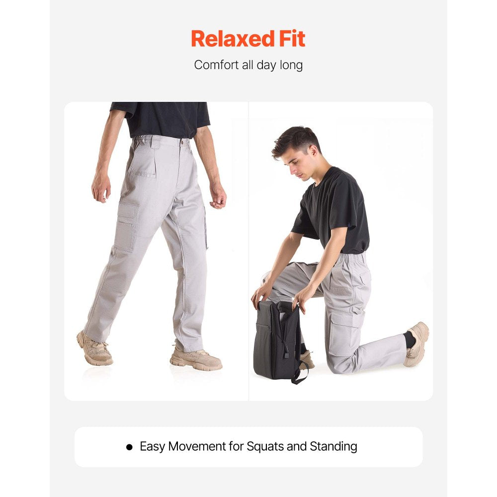 FR Pants for Men Flame-Resistant Cargo Pants Multi-Pockets XXL Size Gray