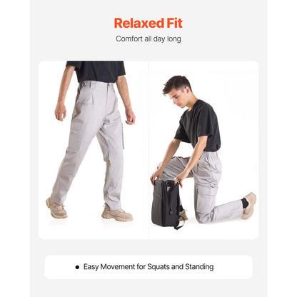 FR Pants for Men Flame-Resistant Cargo Pants Multi-Pockets XXL Size Gray