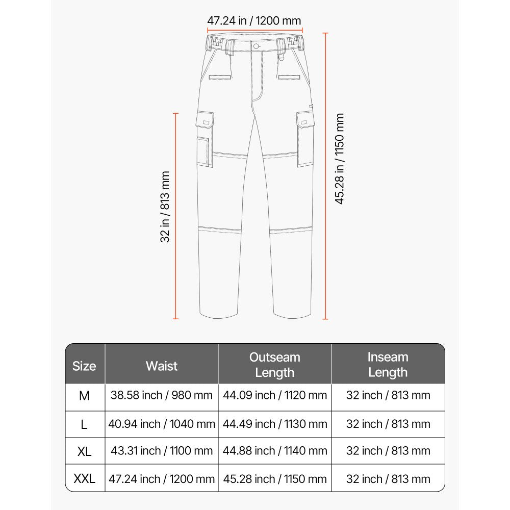 FR Pants for Men Flame-Resistant Cargo Pants Multi-Pockets XXL Size Gray