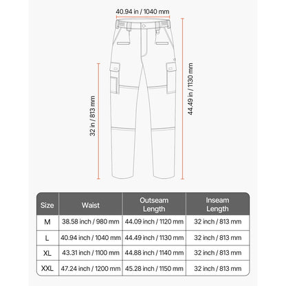 FR Pants for Men Flame-Resistant Cargo Pants Multi-Pockets L Size Khaki