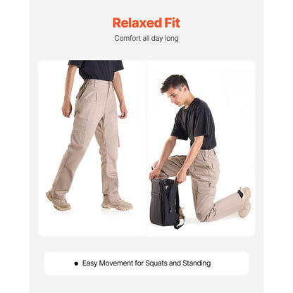 FR Pants for Men Flame-Resistant Cargo Pants Multi-Pockets M Size Khaki