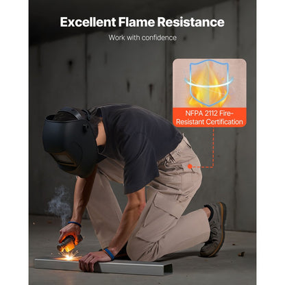 FR Pants for Men Flame-Resistant Cargo Pants Multi-Pockets M Size Khaki