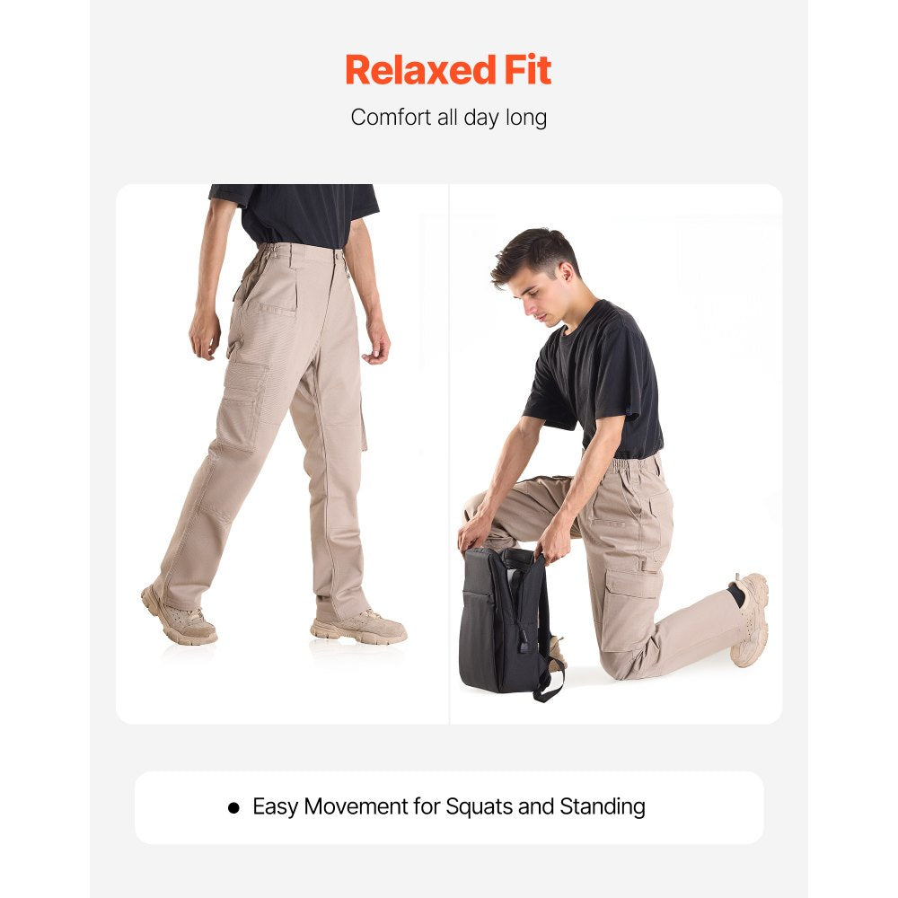 FR Pants for Men Flame-Resistant Cargo Pants Multi-Pockets XXL Size Khaki