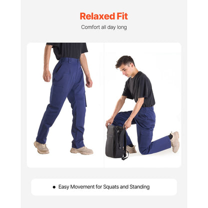 FR Pants for Men Flame-Resistant Cargo Pants Multi-Pockets L Dark Blue