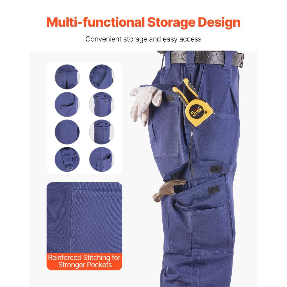 FR Pants for Men Flame-Resistant Cargo Pants Multi-Pockets L Dark Blue