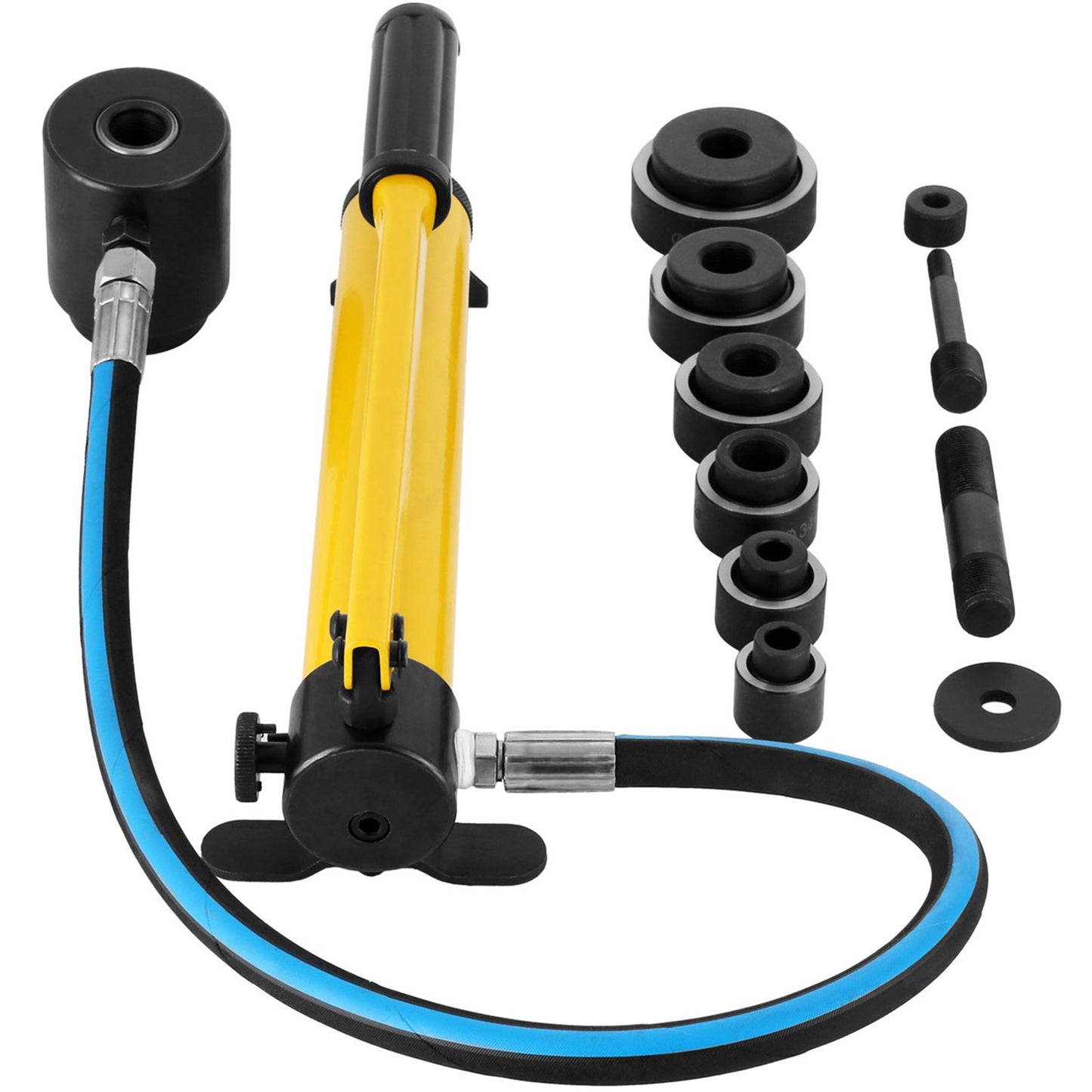 10 Ton 1/2\" to 2\" Hydraulic Knockout Punch Driver Tool Kit Electrical Conduit Hole Cutter Set KO Tool Kit with 6 Dies Hole Complete Tool (Knockout Punches)