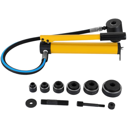 10 Ton 1/2\" to 2\" Hydraulic Knockout Punch Driver Tool Kit Electrical Conduit Hole Cutter Set KO Tool Kit with 6 Dies Hole Complete Tool (Knockout Punches)