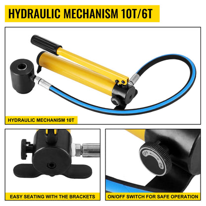 10 Ton 1/2\" to 2\" Hydraulic Knockout Punch Driver Tool Kit Electrical Conduit Hole Cutter Set KO Tool Kit with 6 Dies Hole Complete Tool (Knockout Punches)